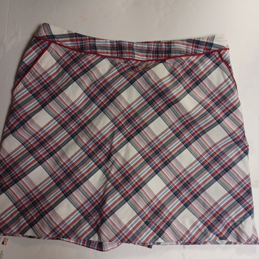 Vintage Karen Scott tennis, golf skorts size 14 red, white, blue shorts skirt